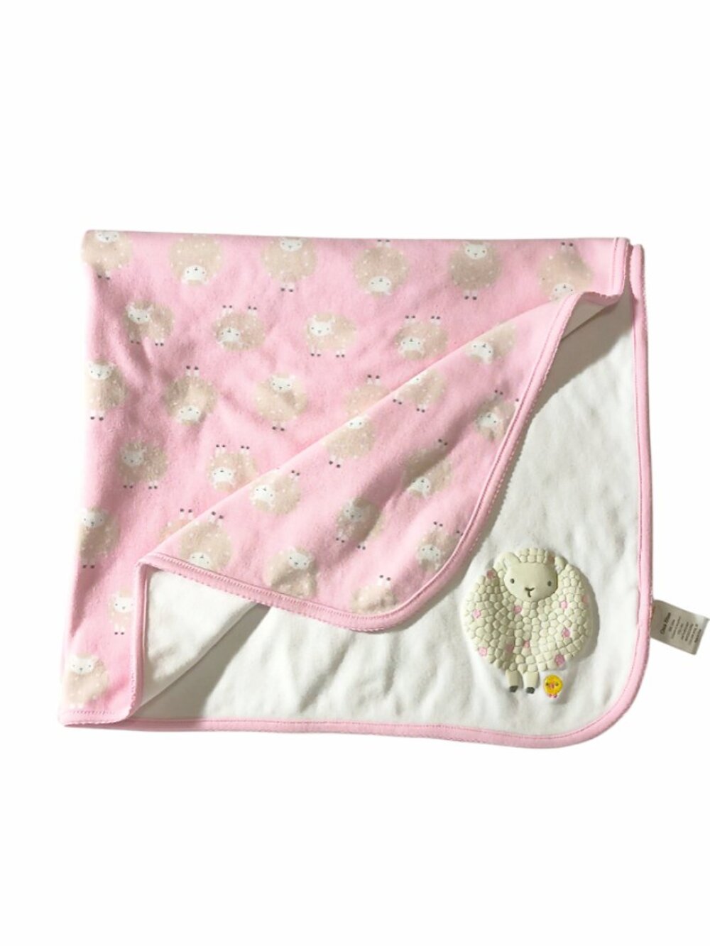 2015 Gymboree Sheep Lamb Double Sided Lovey Security Blanket 26" X 28"